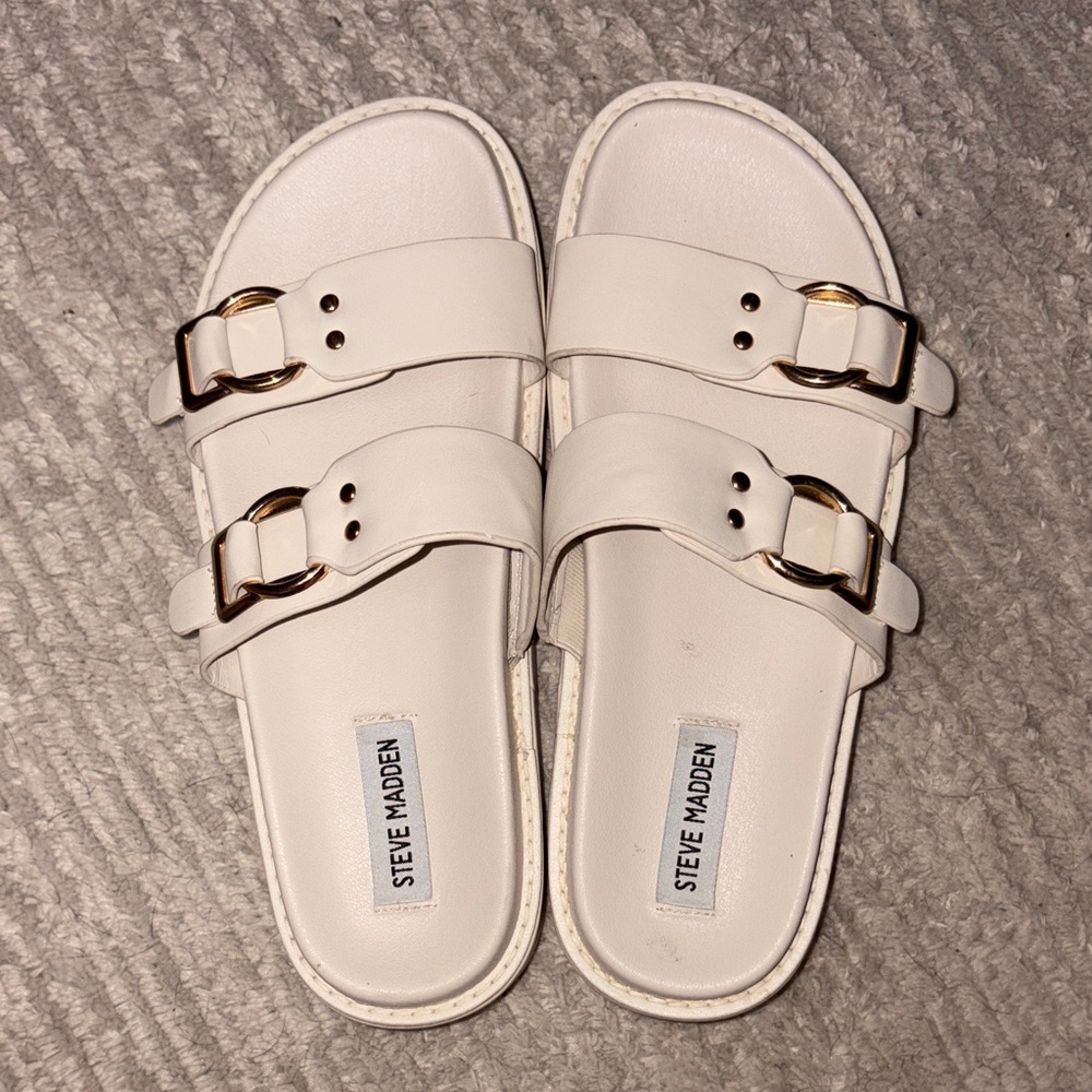 Steve Madden Cream Double Strap Sandals